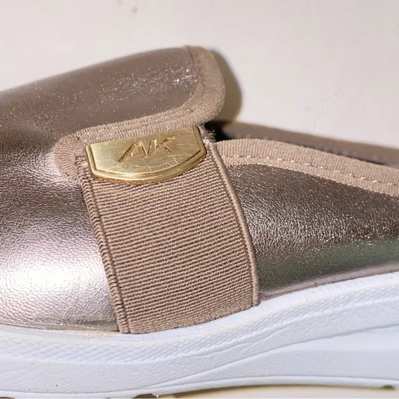 Anne Klein AK Sport Bronze Metallic Slip On Wedge Slides Mules - Picture 13 of 16
